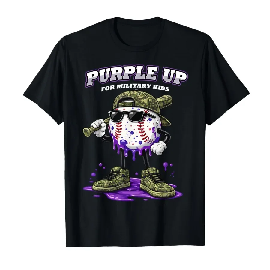 

Purple Up for Military Kids Baseball Military Boys Kid T-shirt For Men Women 100% Cotton T Shirts Short Sleeve Tops 0406-3