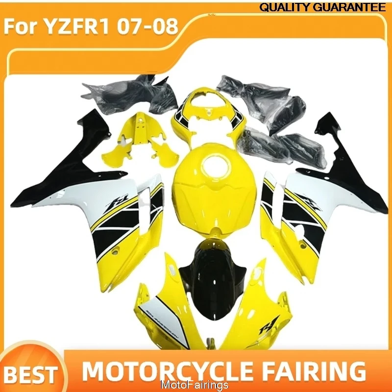 

Painted Fairing kit For YAMAHA YZF-R1 2007 2008 YZF R1 YZFR1 07 08 White Yellow Black Parts