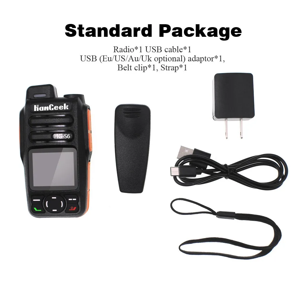 Walkie Talkie portátil HamGeek HG-S6 de Radio de red 4G, transceptor de mano con batería integrada, Radio LTE/WCDMA/GSM POC para PTT Real