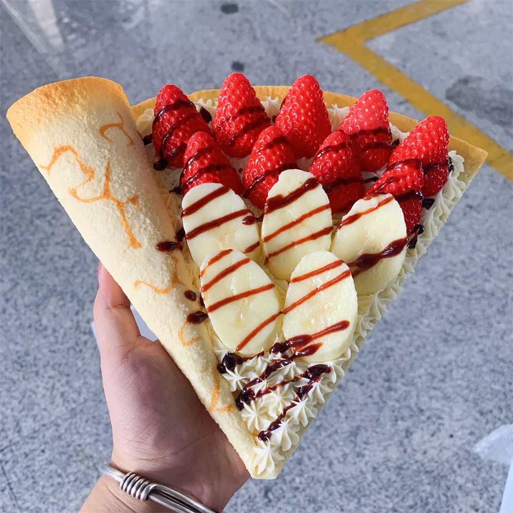 Crepe Sweet Food Fake Pancake Cart Display Shop Cheese Cafe Nutella Snack Fruit Sauce Waffle Prop Icecream Crepes Artificial DIY