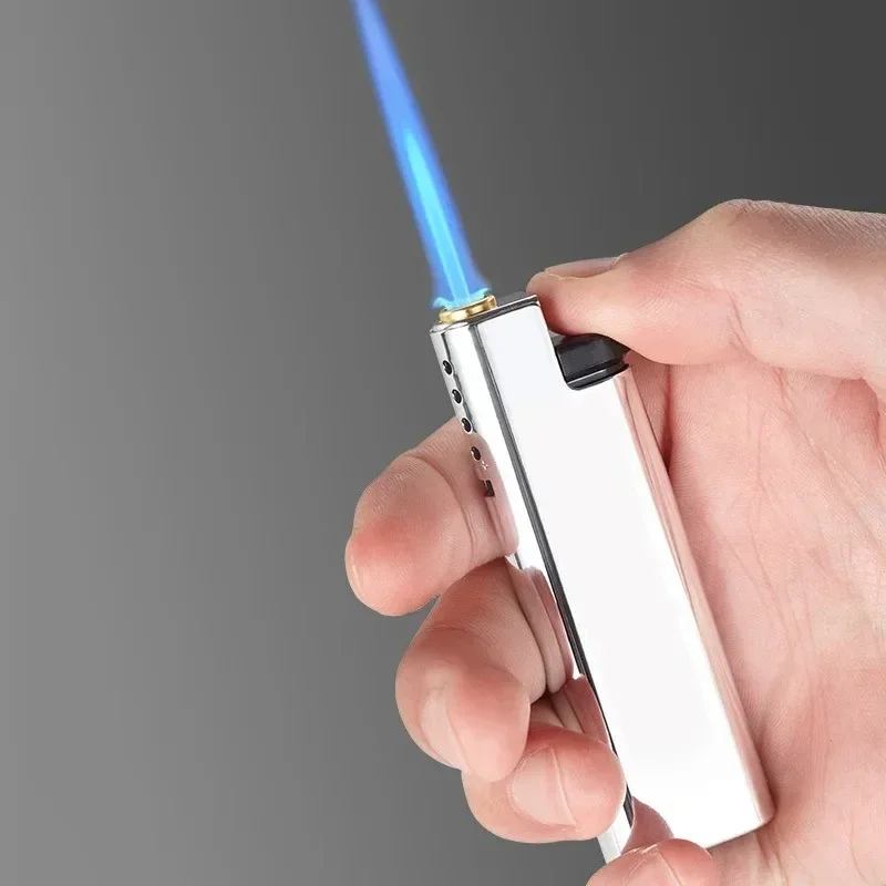 2024 New Windproof Lighter Blue Flame Jet Lighter High Power Cigar Lighter Kitchen BBQ Men Smoking Accessories Birthday Gift