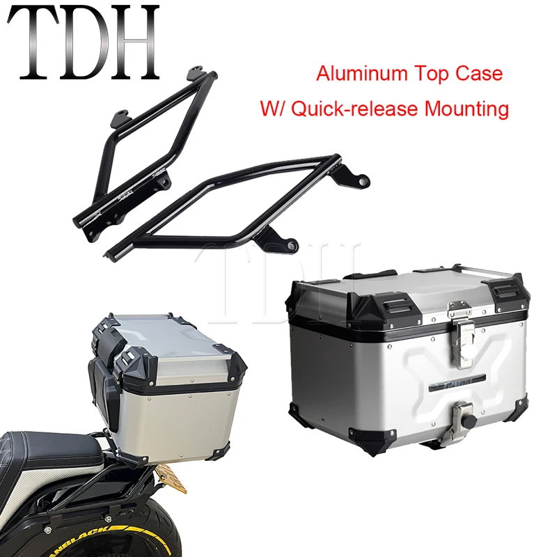 Motorcycle Top Box Luggage Trunk Suitcases Top Case w/ Mounting Bracket For Harley Softail Fat Bob 114 FXFBS 18-25 Fat Bob FXFB