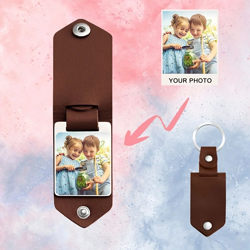 Personalized Customized Bag Accessories Pu Leather Multifunctional Diy Leather Key Holster Photo Pendant Personalized Gift