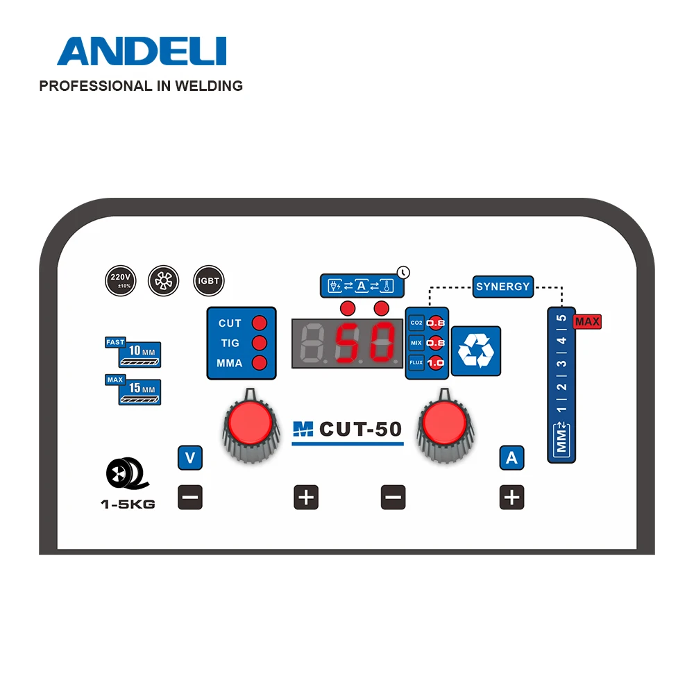 ANDELI-máquina de soldadura MIG, MCUT-50, corte MMA, 3 en 1, inversor sin gas, soldador MIG semiautomático