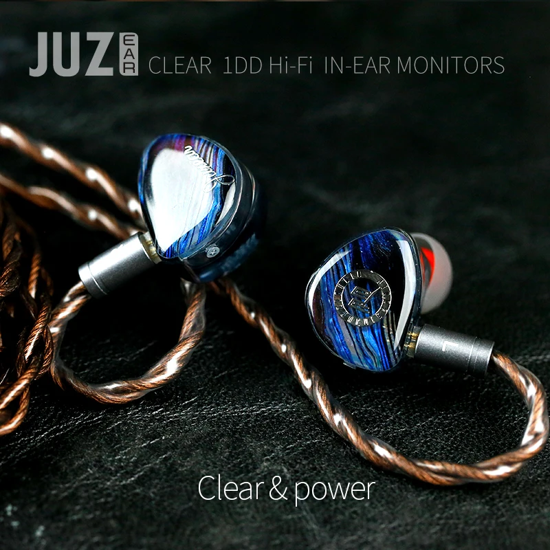 JUZEAR Klar 10 mm LCP 1DD HiFi IEMs Dynamische In-Ear-Kopfhörer DJ-Monitor-Ohrhörer 2-polig 0,78 mm 18AWG 6N Einzelkristall-Kupferkabel