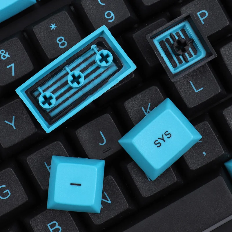 Miami Blue XDA Pulse PBT Keycap, Flat Ball Cap Two-color Molding Process 87 104 75 68 98
