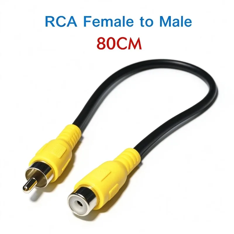 RCA Male to Female Extension Cable 80CM Yellow Composite AV Video Cord Single Lotus Plug Wire for TV Box DVD Monitor CCTV