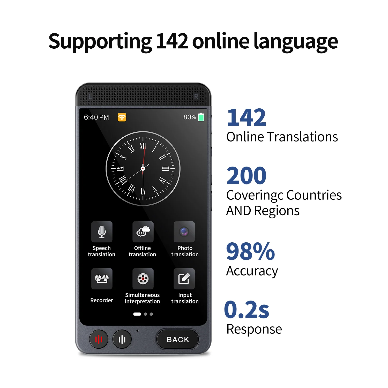 CARQSENG D21 2000mAh 142 Language Online Real-Time Translation Device Translator Vioce