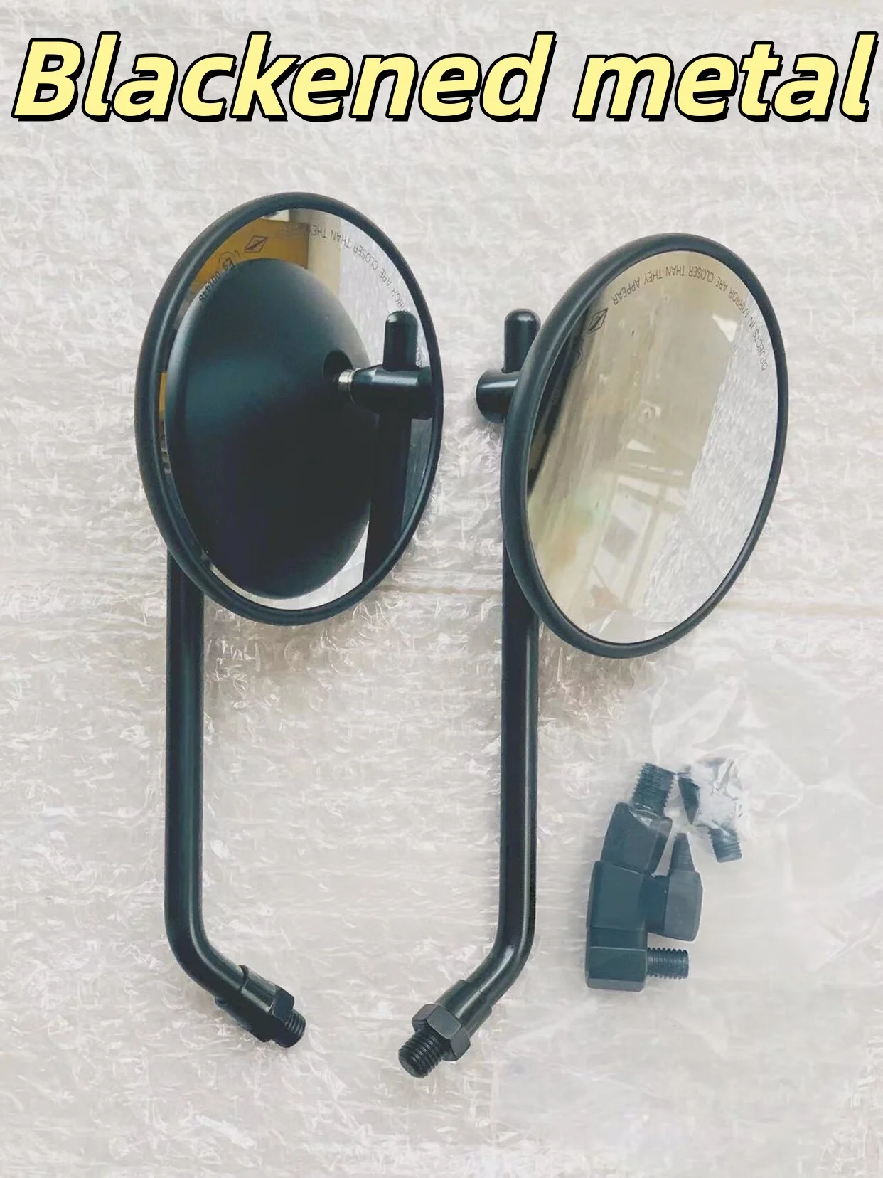 For SYM Fiddle IV / Fiddle V Modification: Blacked-out Metal/Reflective Black & Silver High-Definition Retro Side Mirrors