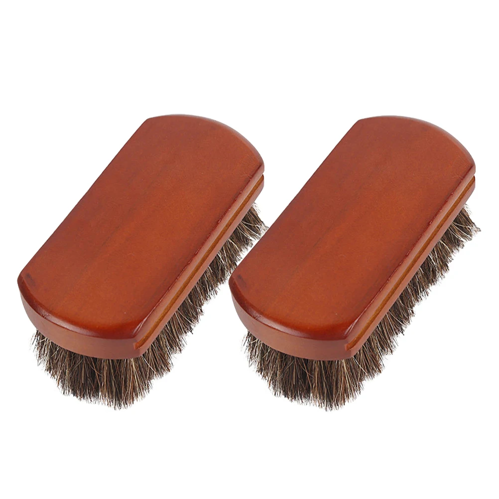 

2pcs Horsehair Shoe Polishing Tool Extended Handle Sturdy Folding Design Supple Bristle Horse Hair for