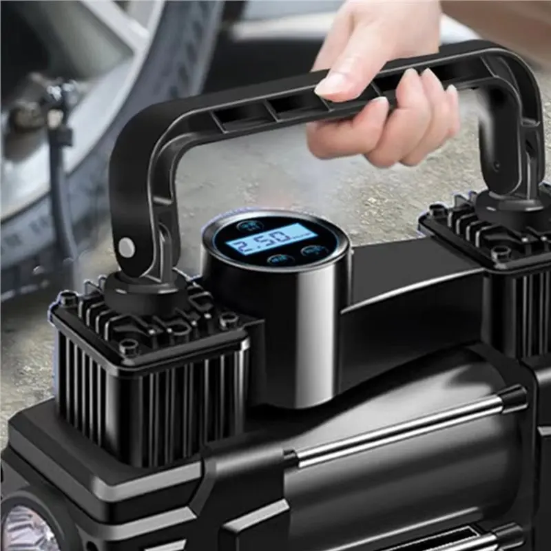 【PRICE REDUCT】Mini compressore d'aria Gonfiatore per pneumatici resistente a doppio cilindro con manometro Pompa elettrica Pneumatico per auto Gonfiabile P