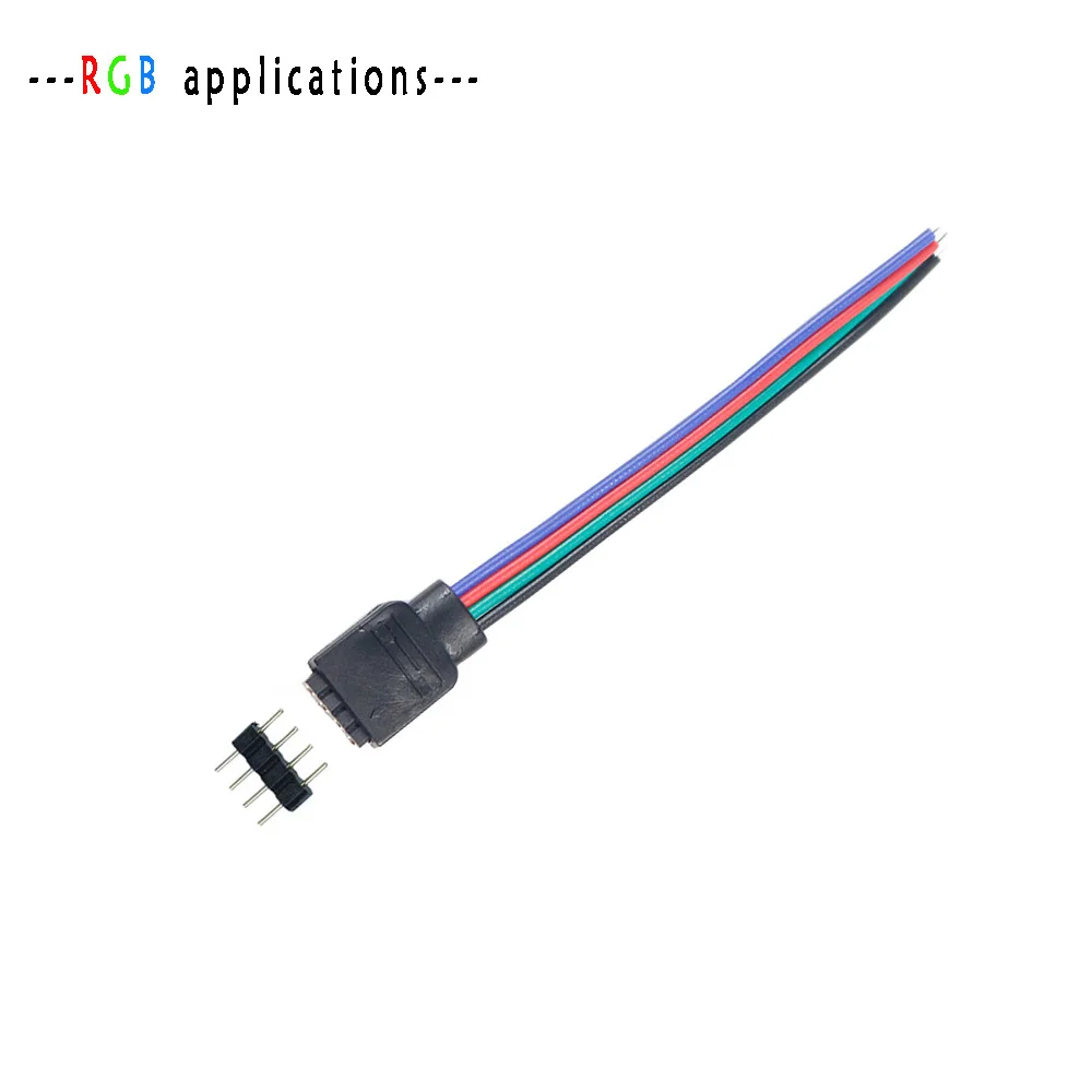 ABKN-1 Pcs Led Strips Rgb Connector Extension Cable & 50 Pcs 4 Pin Rgb Led Strip Male Plug Adapter Connector