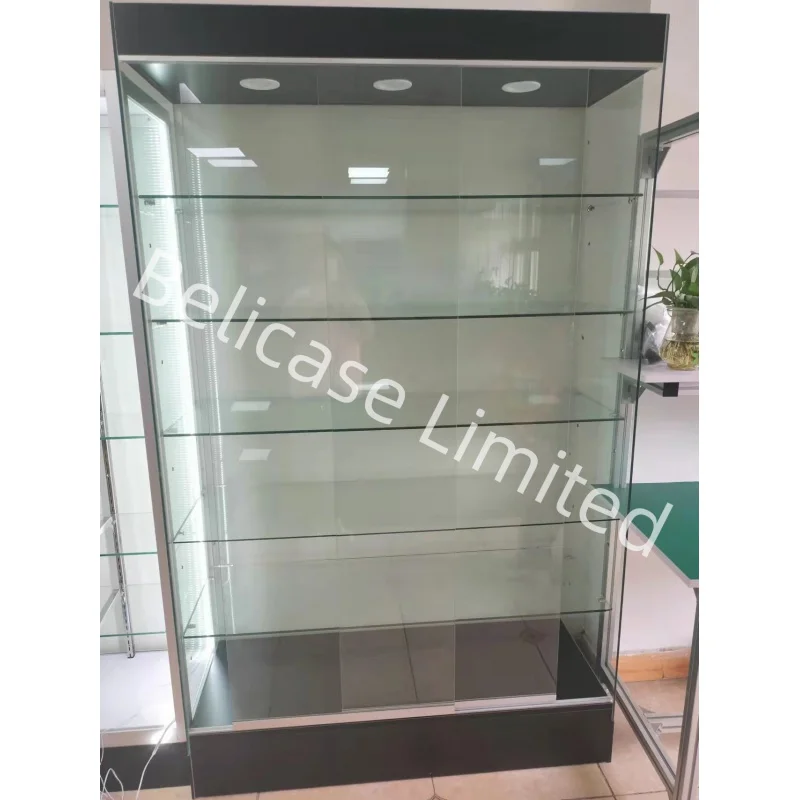 Aangepaste, 39.4X13.8 D X 78 H Glazen Vitrines Verstelbare Planken Tonen Display Display Glas Met Led