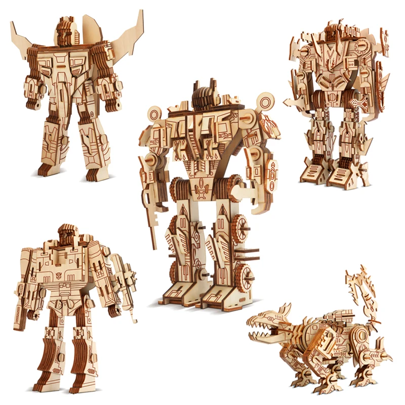 Wood Craft Assembly Construction Sets Wooden 3D Puzzle Robot Model Science Series Hobbies Toy Kids Teens Adult  Hand-made Models