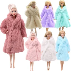 1/6 Multicolor Long Sleeve Soft Doll Fur Coat Dress Winter Warm Casual Wear Doll Clothes for Doll Accesories