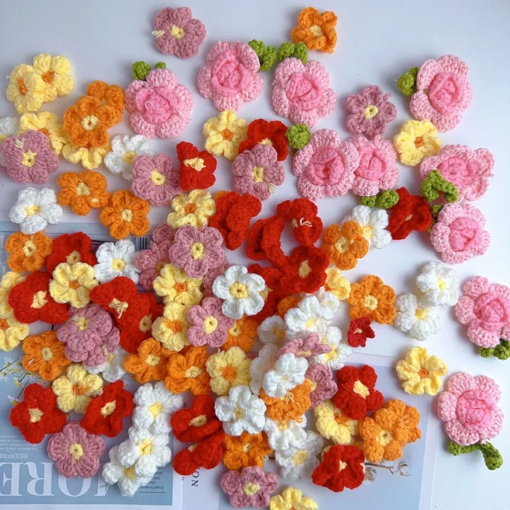 Gestrickter Blumenkopf, kreativer handgewebter Blumenstrauß, Kleidertasche, Dekorieren, Nähzubehör, Hochzeitstisch, gefälschte Verzierung