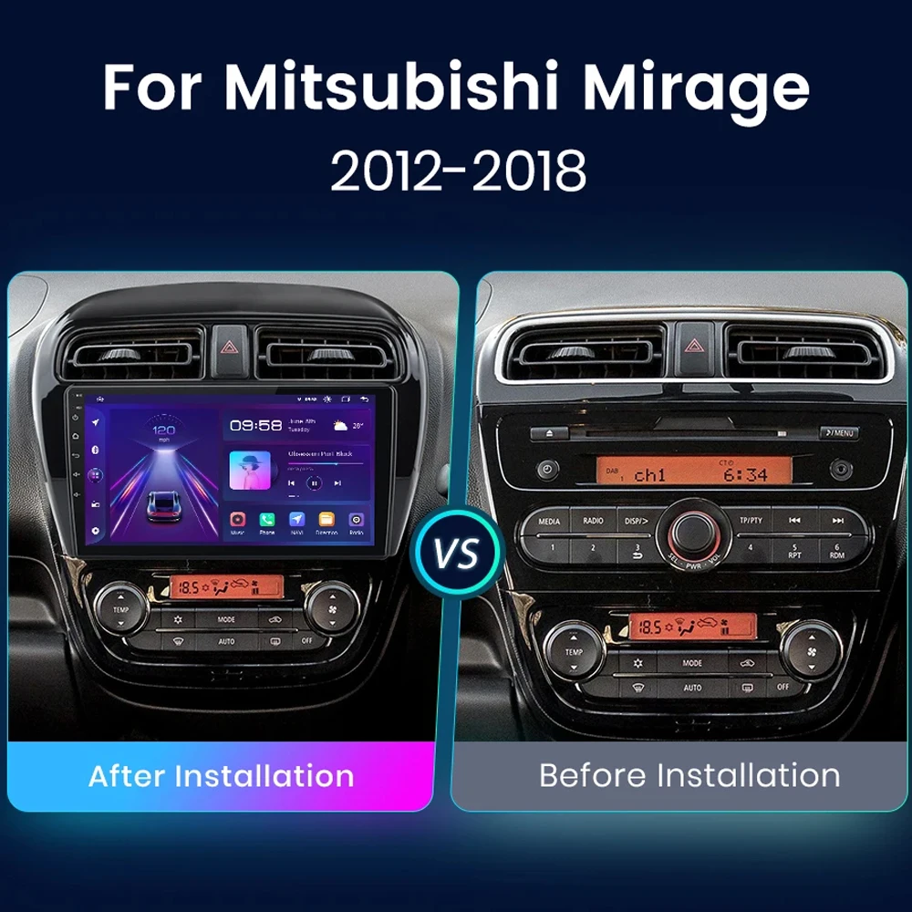 Car Radio For Mitsubishi Mirage Attrage 2012-2018 Space Star 2014 Carplay Android Auto Stereo Multimedia Player GPS Navigation