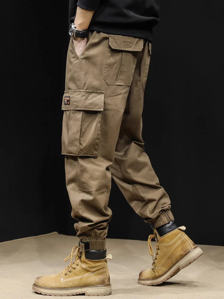 

Повседневные рабочие брюки American Sle, мужские весенне-осенние новые брюки свободного покроя, молодежная энергия, чистый цвет, деталь