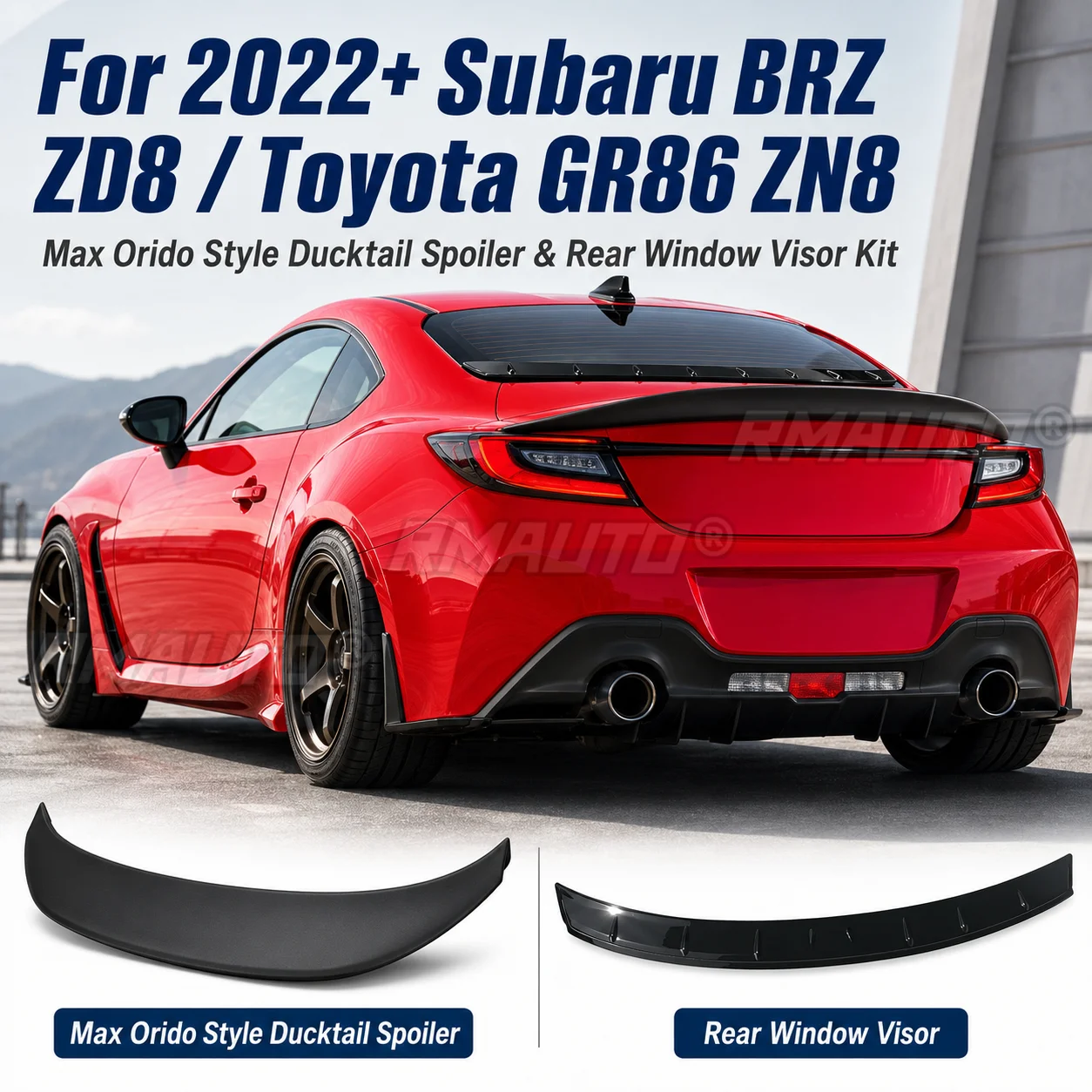 Max Orido Style Ducktail Spoiler Rear Window Visor Kit For 2022+ Subaru BRZ ZD8 Toyota GR86 ZN8 Car Accessories