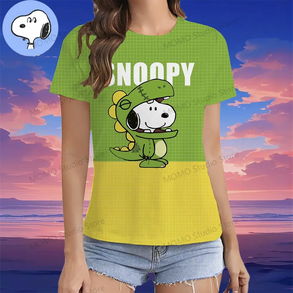 Anime Snoopy 3D Print 2024 Women\'s Clothes O-Neck Y2k Tshirt XS-3XL T-shirt Kawaii Casual Tops Summer Tees Short Sleeve Fashion