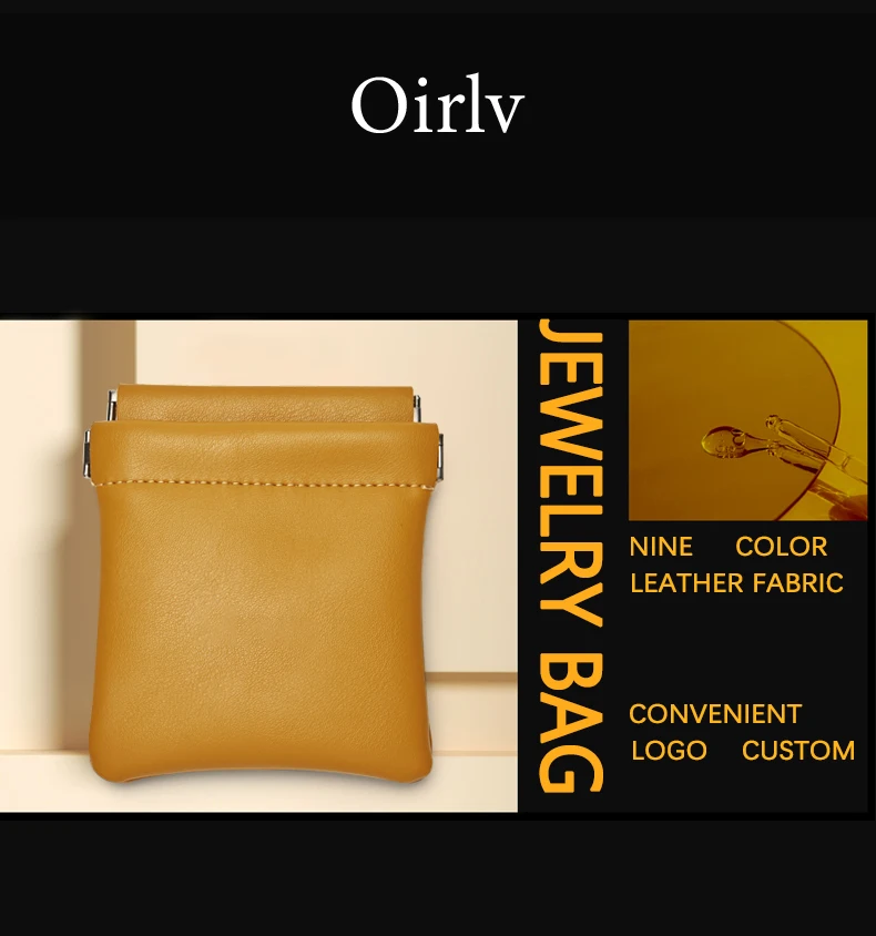 Oirlv 5 Stück Tragbare PU-Leder Schmuckbeutel mit Verschluss Aufbewahrungstasche für Ringe, Ohrringe, Halsketten Mehrfarbige Mini-Organizer – Detail 1