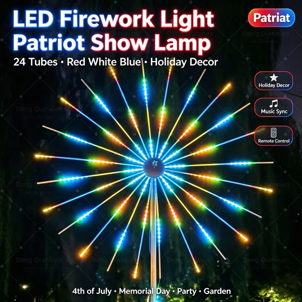 Firework Lights for Outdoor Garden, Colorful RGB Sound Activated, Waterproof, Built-in Speakers, APP Control, Party Lamp