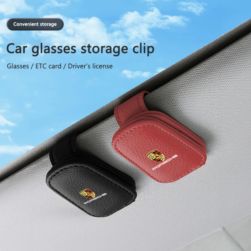 Car Interior Glasses Clip Sunshade Storage Brace Auto Accessories For Porsche Cayenne Panamera Macan 911 718 918 Taycan Boxster