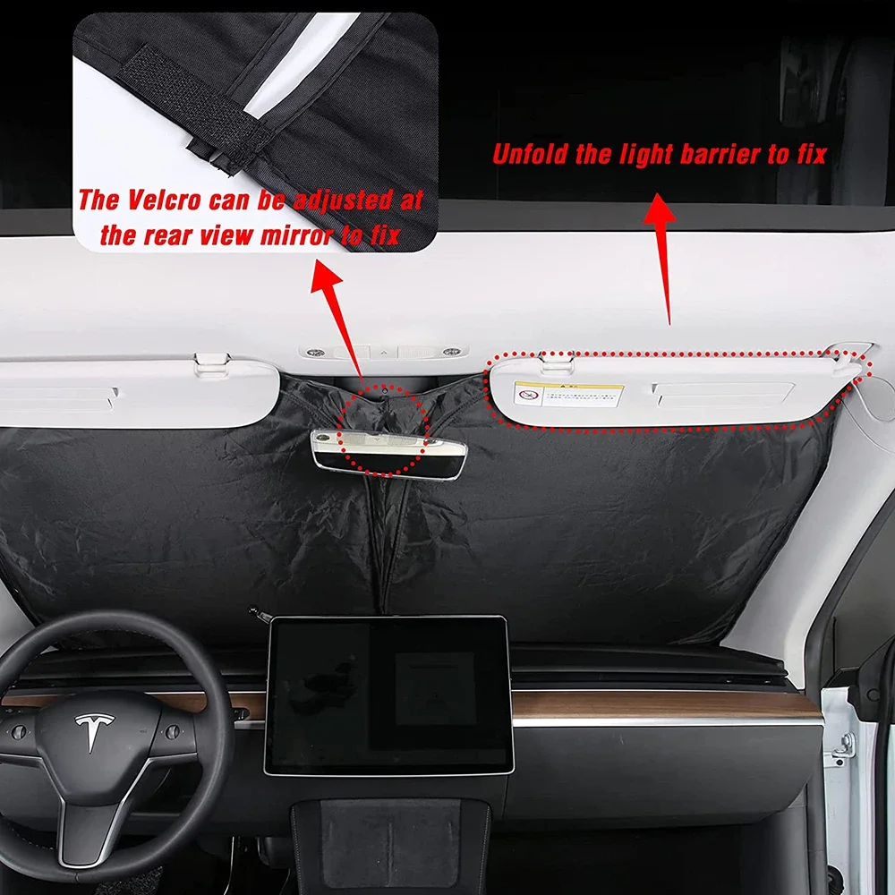 Car Windshield Sun Shade Covers Visors Front Window Sunscreen Protector Parasol Coche For Tesla Model 3 Y Sunshade Accessories image 2