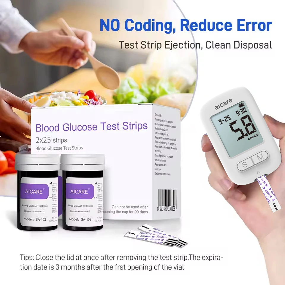 Set di accessori speciali per glucometro W33-Glucometro ad alta precisione certificato Aicare Medical, 50/100/200 strisce reattive, escluse strumenti