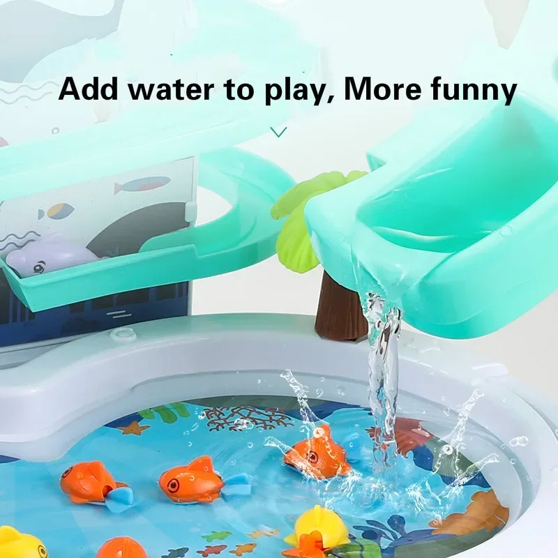 Rechargeable Magnetic Fishing Game Table with Music Rotating Disc Parent-Child Interactive Learning Toys for Toddlers Gifts