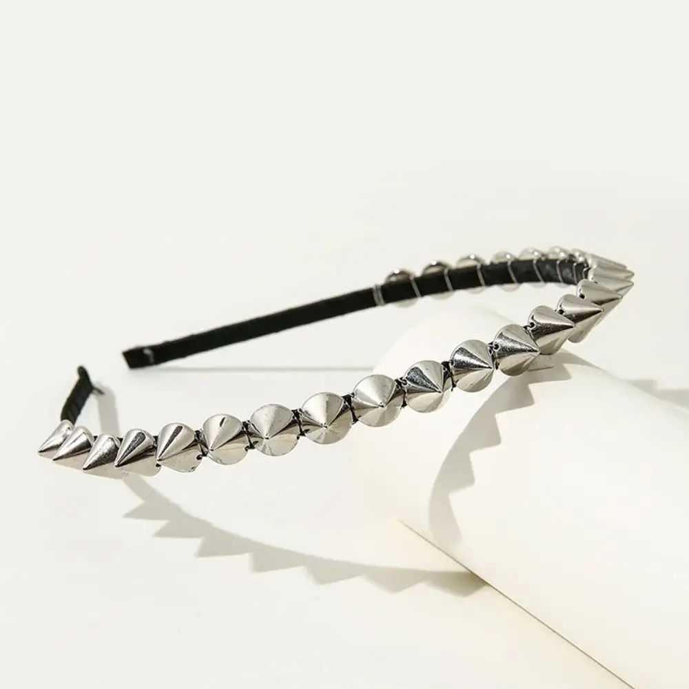 Cosplay Accessories Silver Stud Rivet Headband Metal Punk Style Rivet Spike Headband Gothic Fashion Headband for Women Men