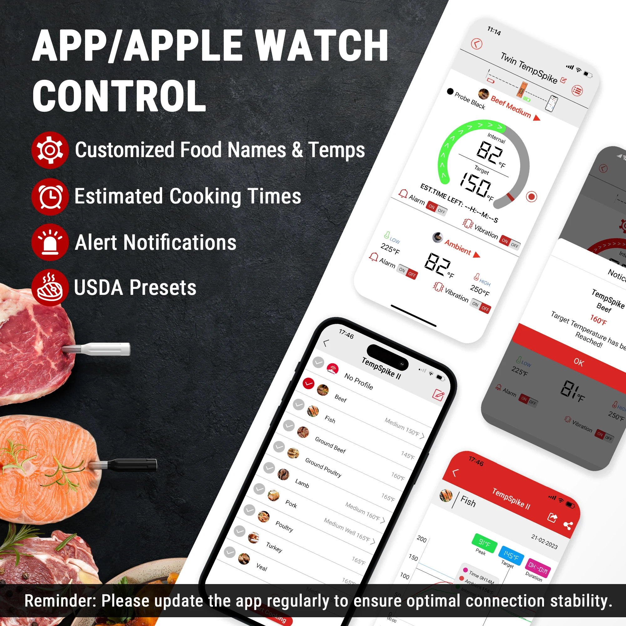 ThermoPro 500FT Bluetooth Meat Thermometer,Food Thermometer with LCD Signal Booster & Dual Color-Coded Probes for BBQ Oven view 4