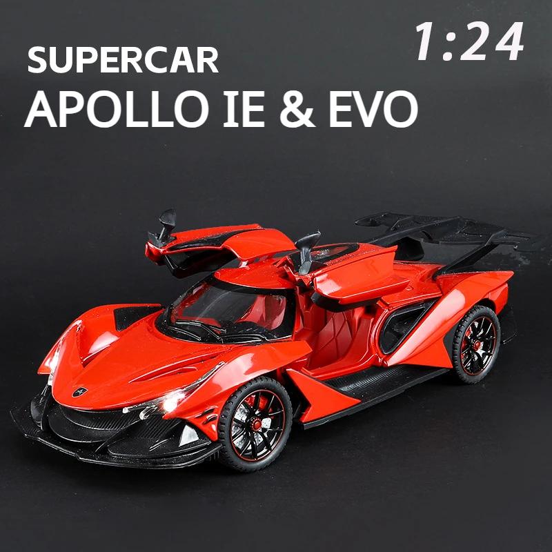 

1:24 Apollo IE & PROJEC EVO Alloy Sports Car Model Diecast Metal Racing Super Car Model Simulation Sound Light Kids Toy Gift