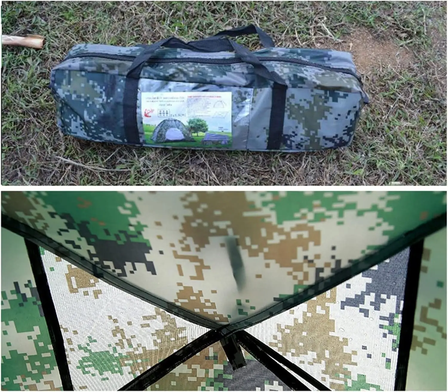 Outdoor Tent Rain Proof Canopy Tarp Camouflage Tent Outdoor Camping Tents Ventilation Window Mesh for Hiking Travel