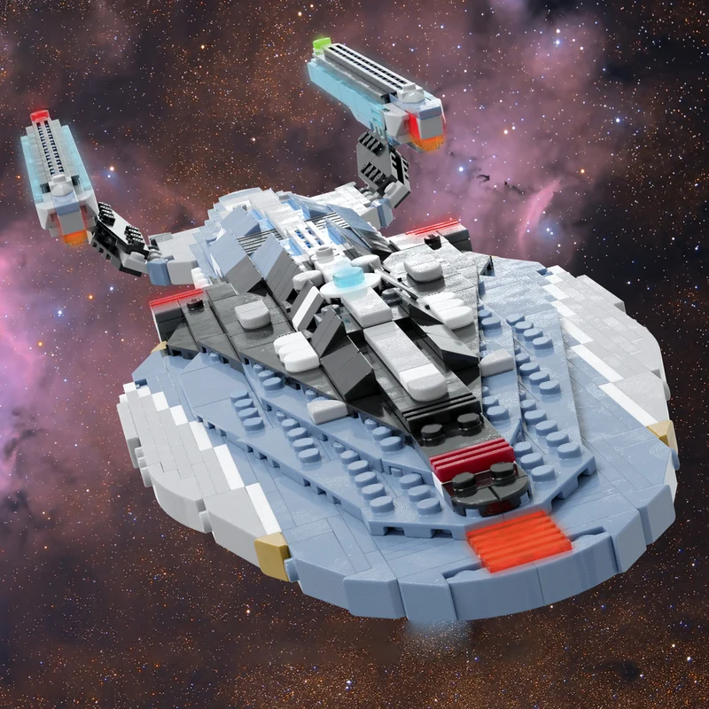 Deep Space Explore Cruiser Model MOC Building Bricks War Equipment Modular Technology Gifts Holiday Assemble Children Toys Suit