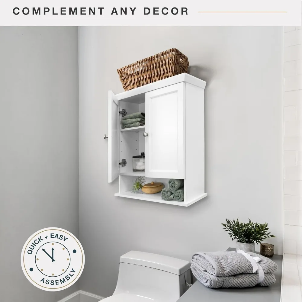 

23x26 White Medicine Cabinet Organizer, Wall Mounted Bathroom Cabinet for Over-The-Toilet Storage, Bathroom Organizer
