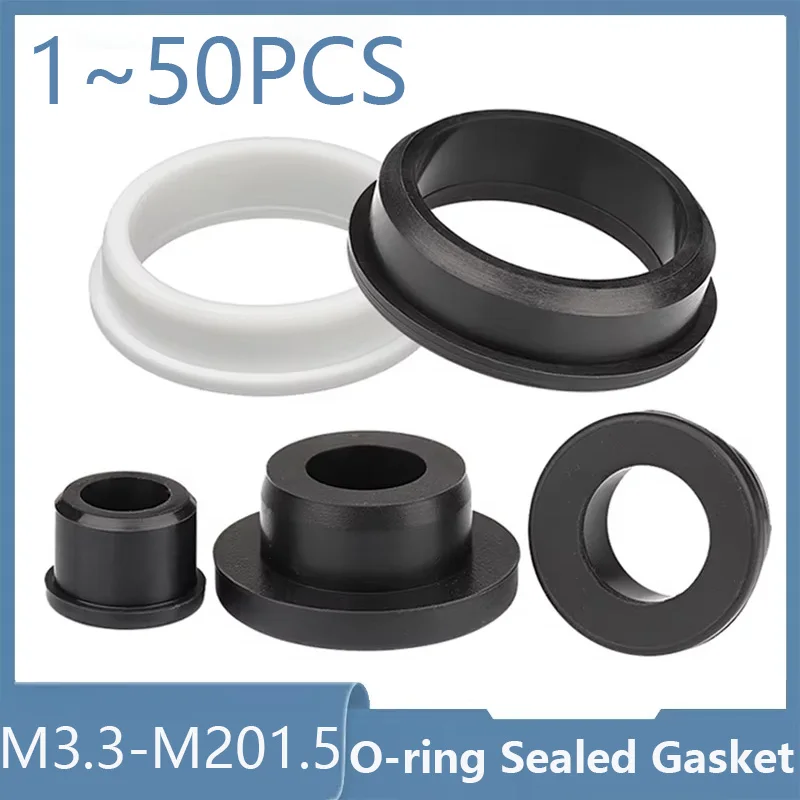 Black White Hole Plug M3.3-M201.5mm Round Hollow Silicone Rubber Grommet Wire Cable Wiring Protect Bushes O-rings Sealed Gasket
