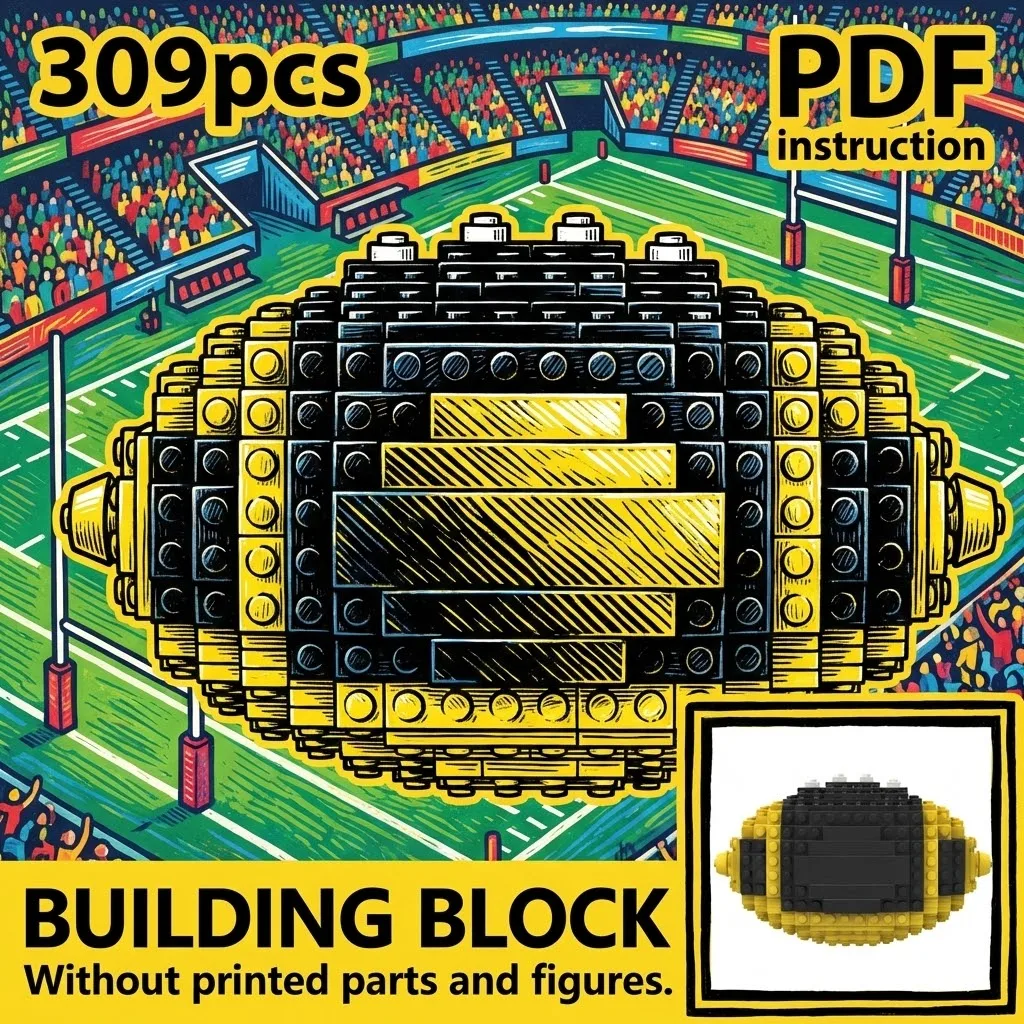DIY Sports Match Game Ball Construction Set Rugby Athlete Fan Gift Building Bricks Toy