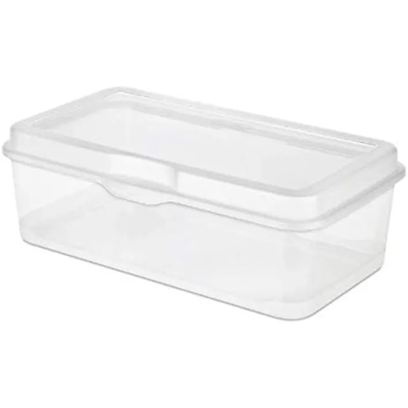 

Large FlipTop, Stackable Small Storage Bin with Hinging Lid, Plastic Container to Organize Desk at Home, Classroom, Office, Clea