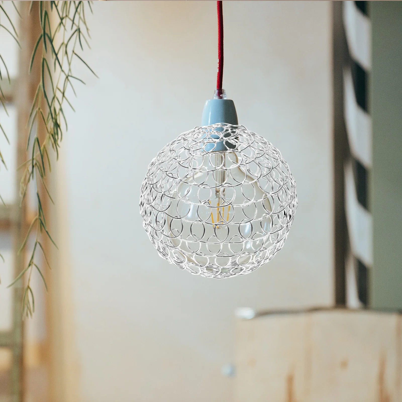 

Wrought Iron Lampshade Hanging Pendant Lamp Shade Frame for Aisle Light Wire Cage Design Rustic Globe Lamp Cover for Home Office