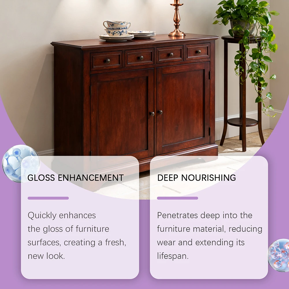 

Wood Furniture Scratch Repair Polish Restores Natural Shine, Making Wood Look New. Dining Table Elegance