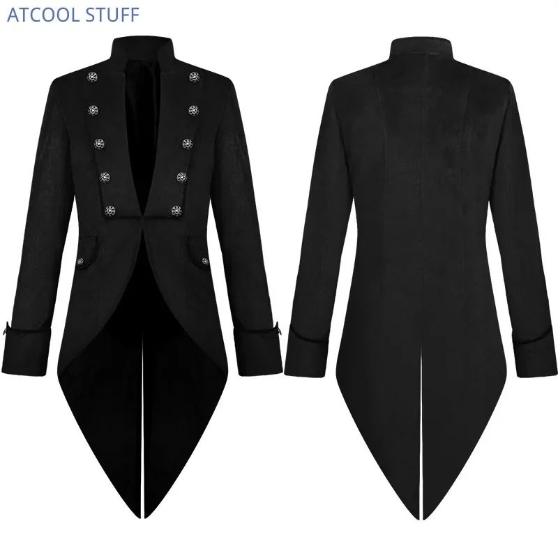 Classic Velet TailCoat Medieval Jacket Long Sleeve Steampunk Victorian Costume For Men Vintage Wedding Suit Nobel Cosplay