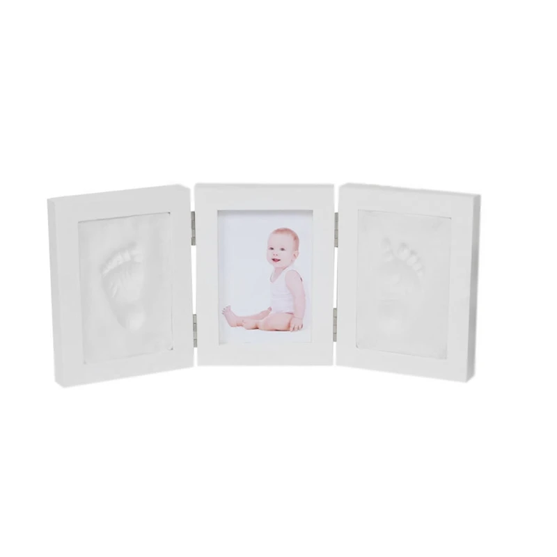 5 Inch Tri-Fold Without Cover Newborn Baby Foot Print Picture Frame Baby DIY Souvenirs Toy Gift