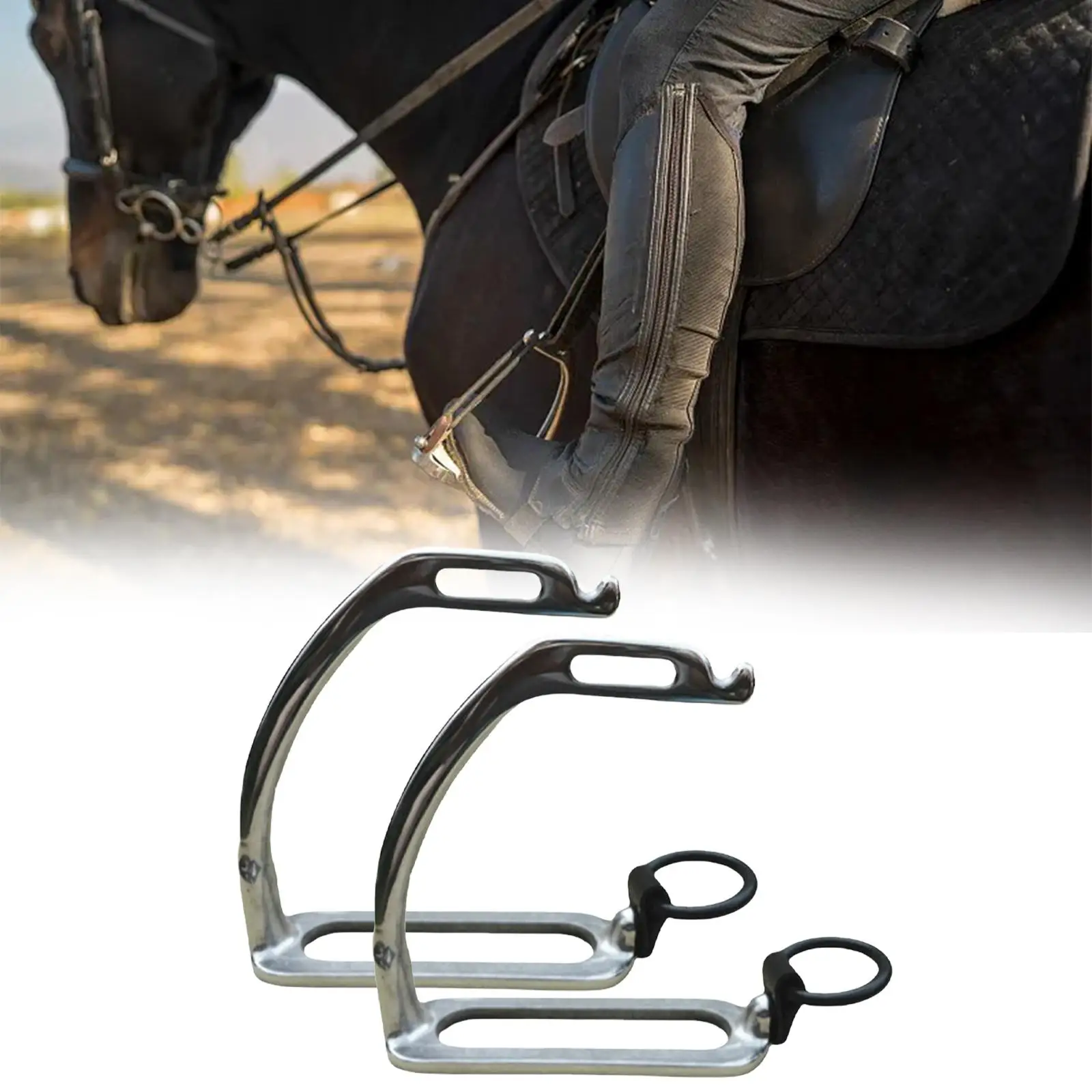 2Pieces Horse Riding Stirrups Lightweight Training Tool Portable English Saddle Stirrups for Sports Outdoor Horsing Gift Adults