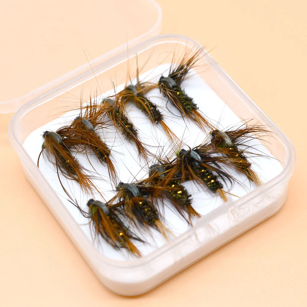 MNFT 10 قطعة/الحزمة 8 # سمك السلمون المرقط الذباب المظلة آدامز غير قابلة للصدأ الجاف يطير تعادل مع اللون البرونزي الشائكة هوك Steelhead الصيد إغراء الطعم