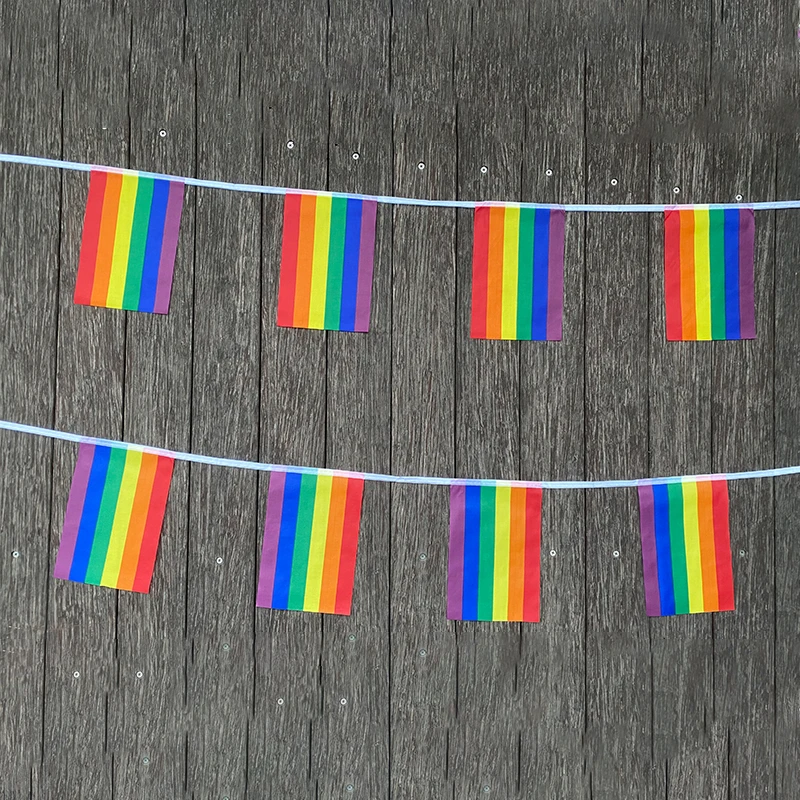 xvggdg  Rainbow string Flags  20pcs/set   Rainbow Peace Flags Banner LGBT Pride  Lesbian Gay Parades string