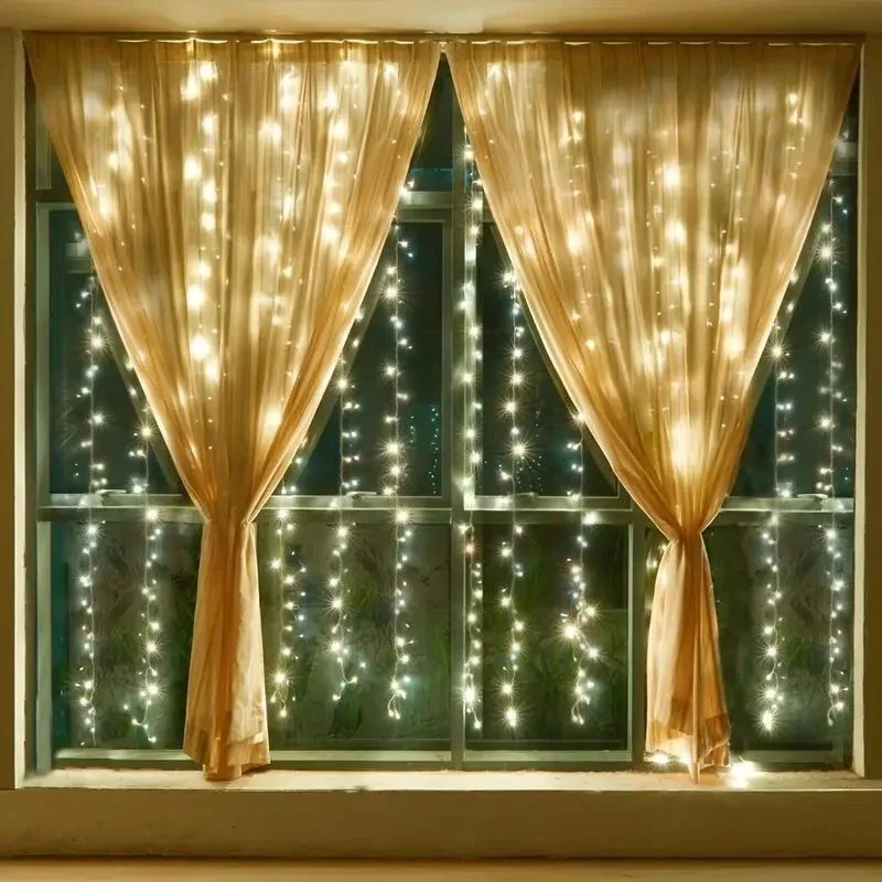 Led Fairy Light 8 modalità luci per tende camera da letto casa USB Remote festone Window String Lights decorazione per feste di matrimonio di natale