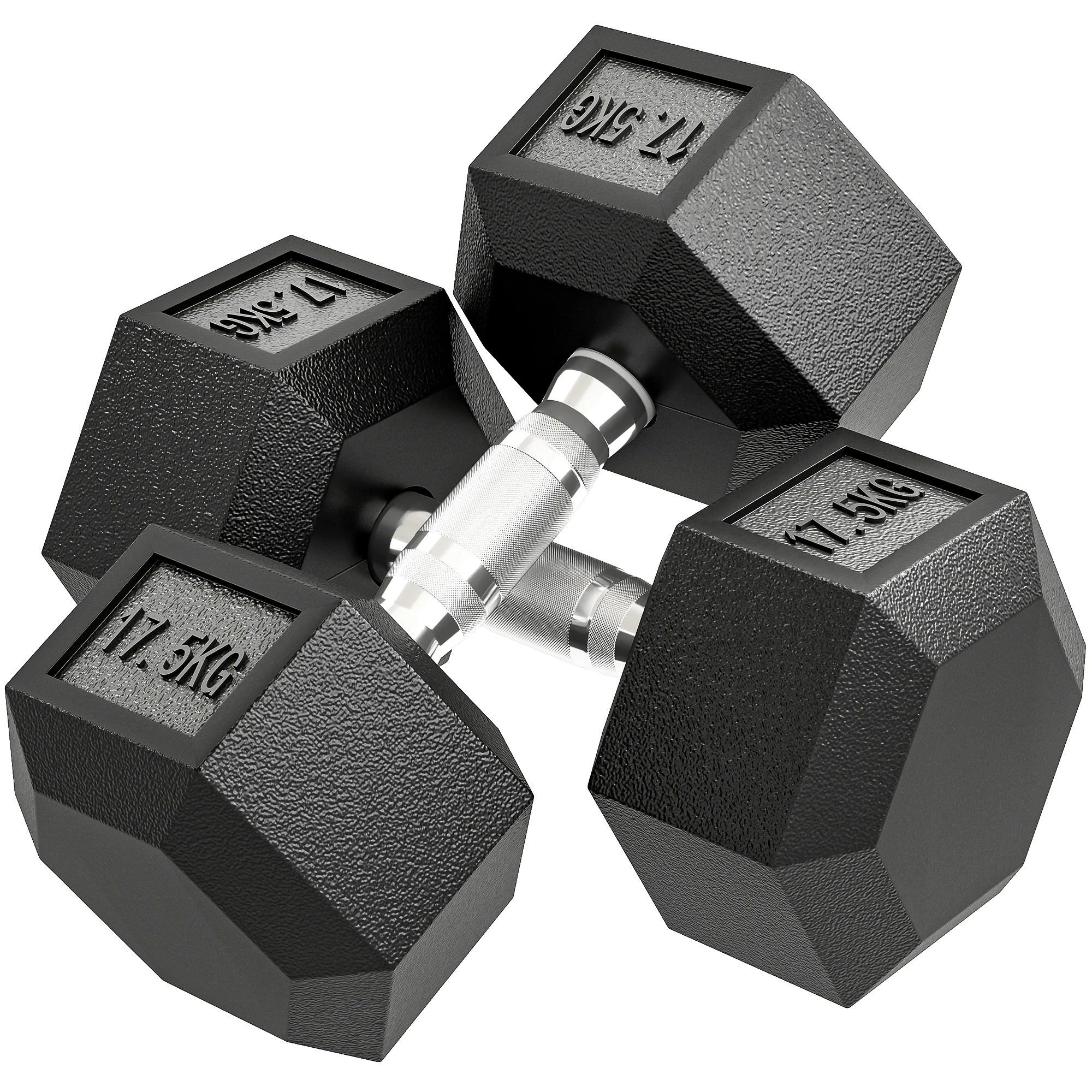 HOMCOM 2x17.5KG Rubber Hex Portable Hand Weights Dumbbell Home Gym Workout Fitness Hand Dumbbell