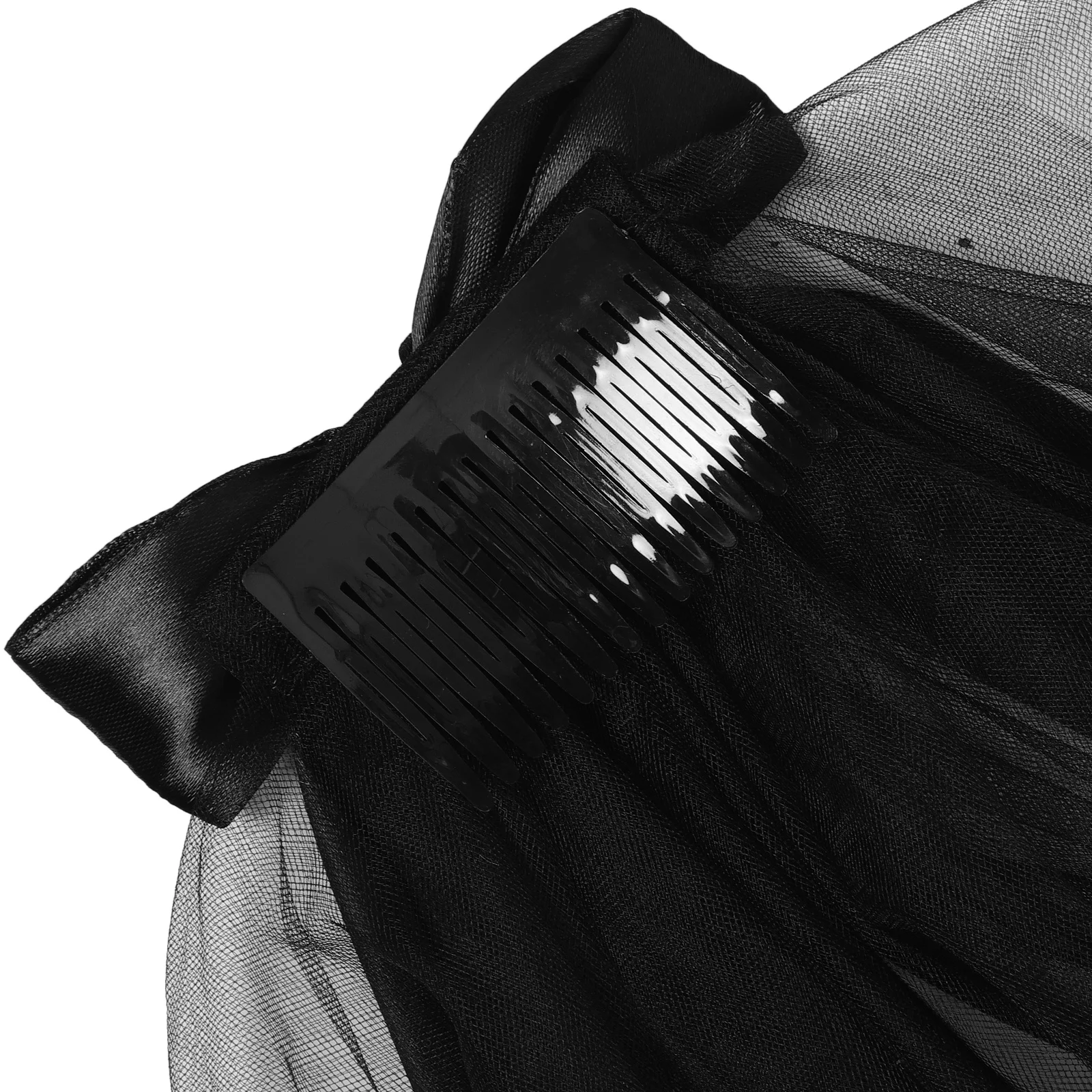 الحجاب الأسود هالوين زي المرأة الدانتيل شبح الزفاف التبعي قصيرة الشاش تأثيري خوذة شبح طرحة زفاف