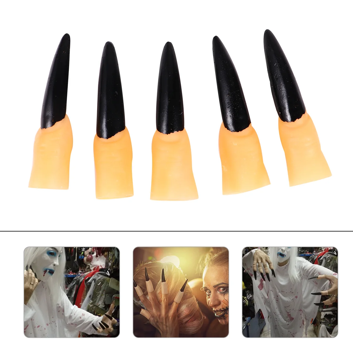 30 Pcs Finger Cots Zombie Fingers Nail Props Custom Prosthetics Halloween Trick Fake Horror Paw Nails Thumb